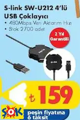 S-LİNK SW-U212 4'LÜ USB ÇOKLAYICI